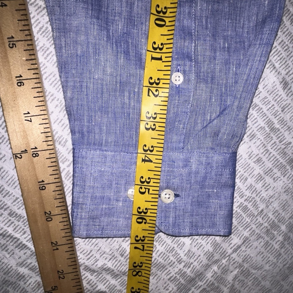 Joseph Abboud Blue Linen Blend Casual Shirt XXL 2XL NWT - Picture 7 of 8